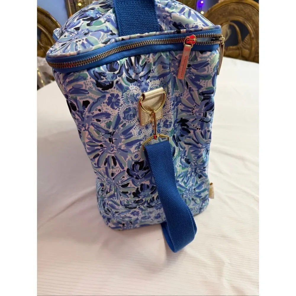 Lilly Pulitzer Cooler Insulated Picnic Wine Carrier Shoulder Bag Aqua